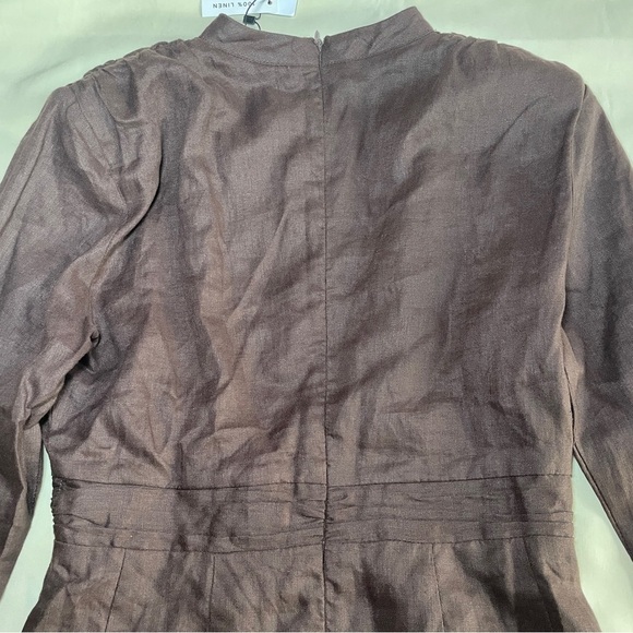 NEW! DISSH- Maya Dark Chocolate Linen Dress Size AU 8 / US Small Long Sleeve - Picture 8 of 10
